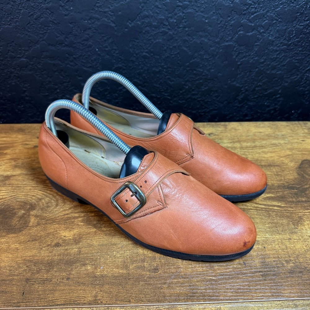 Johansen‎ Vintage Monk Strap Tan Leather Loafers Womens Size 9.5 Made in USA